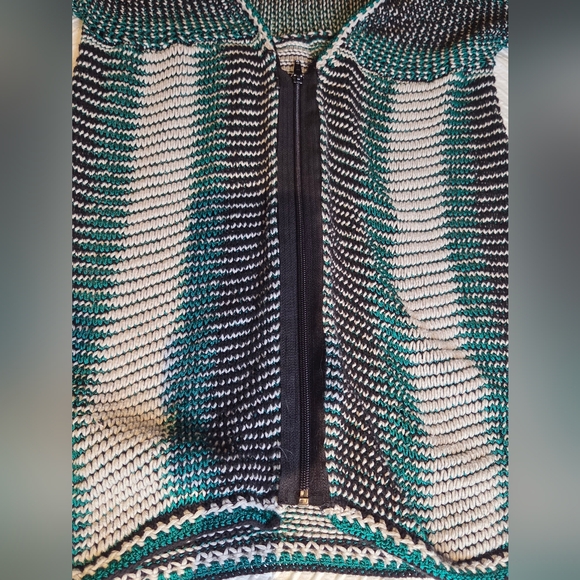 Rachel Roy Open Front Knit Cardigan Short Sleeve Striped Boho Size M - Picture 6 of 10